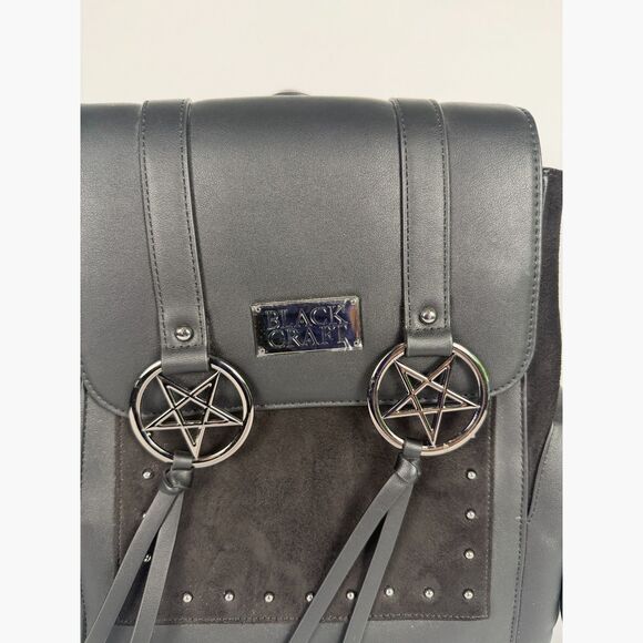 Blackcraft Cult Gothic Pentagram Backpack Black Studded Vegan Leather Bag main image 5